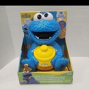 SESAME STREET Cookie Monster Counting Jar with 10 Play Cookies -New In Box
